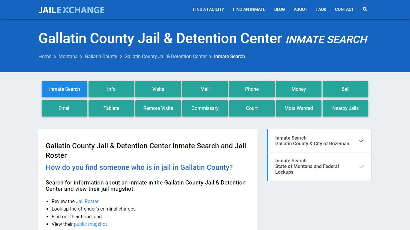 Gallatin County Jail & Detention Center Inmate Search